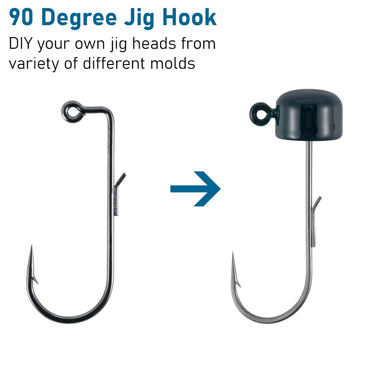 Fishing Jig Hooks 90 Degree Round Bend