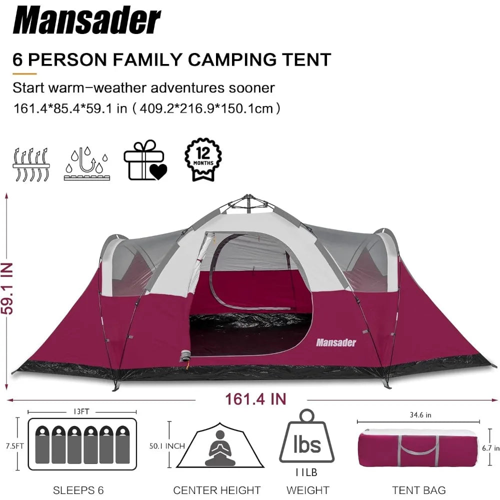 6 Person Family Camping Tent