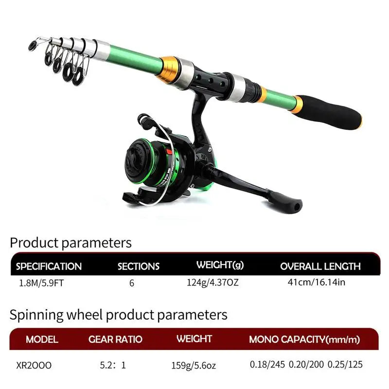 Telescopic Fishing Rod Set Carbon Fiber