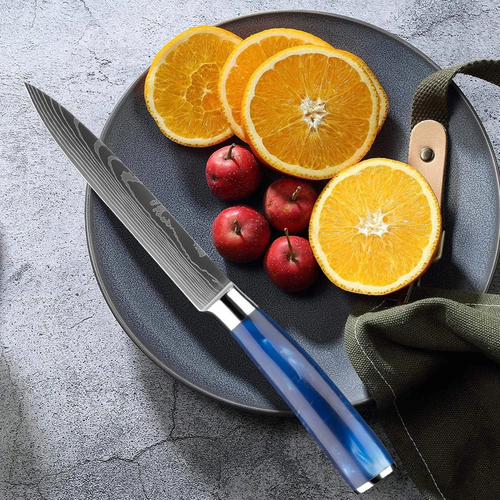 Kitchen Knife Set, Blue Resin