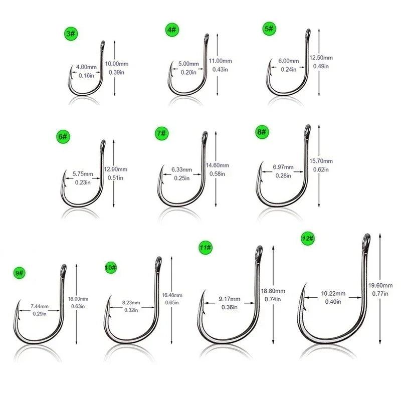 100Pcs/box High Carbon Steel Hooks