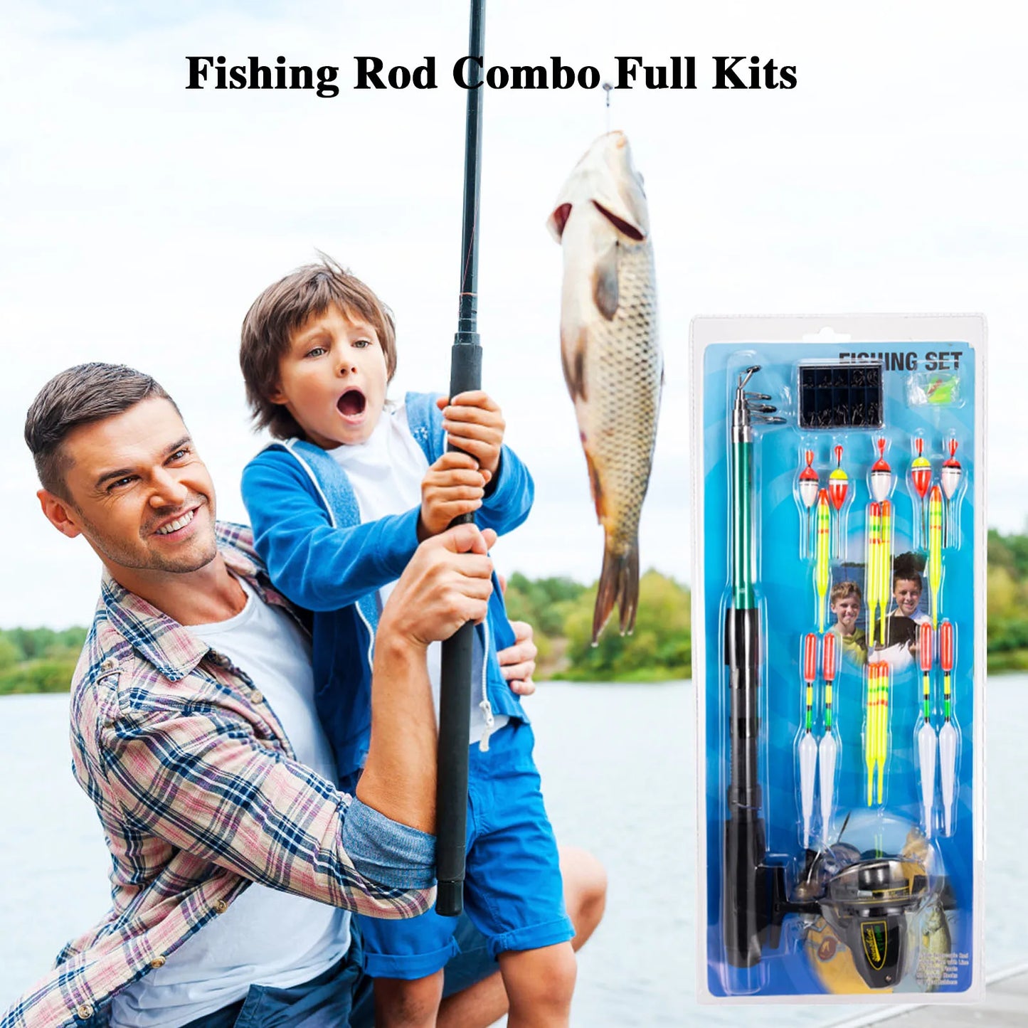 Portable Kids Fishing Pole Set