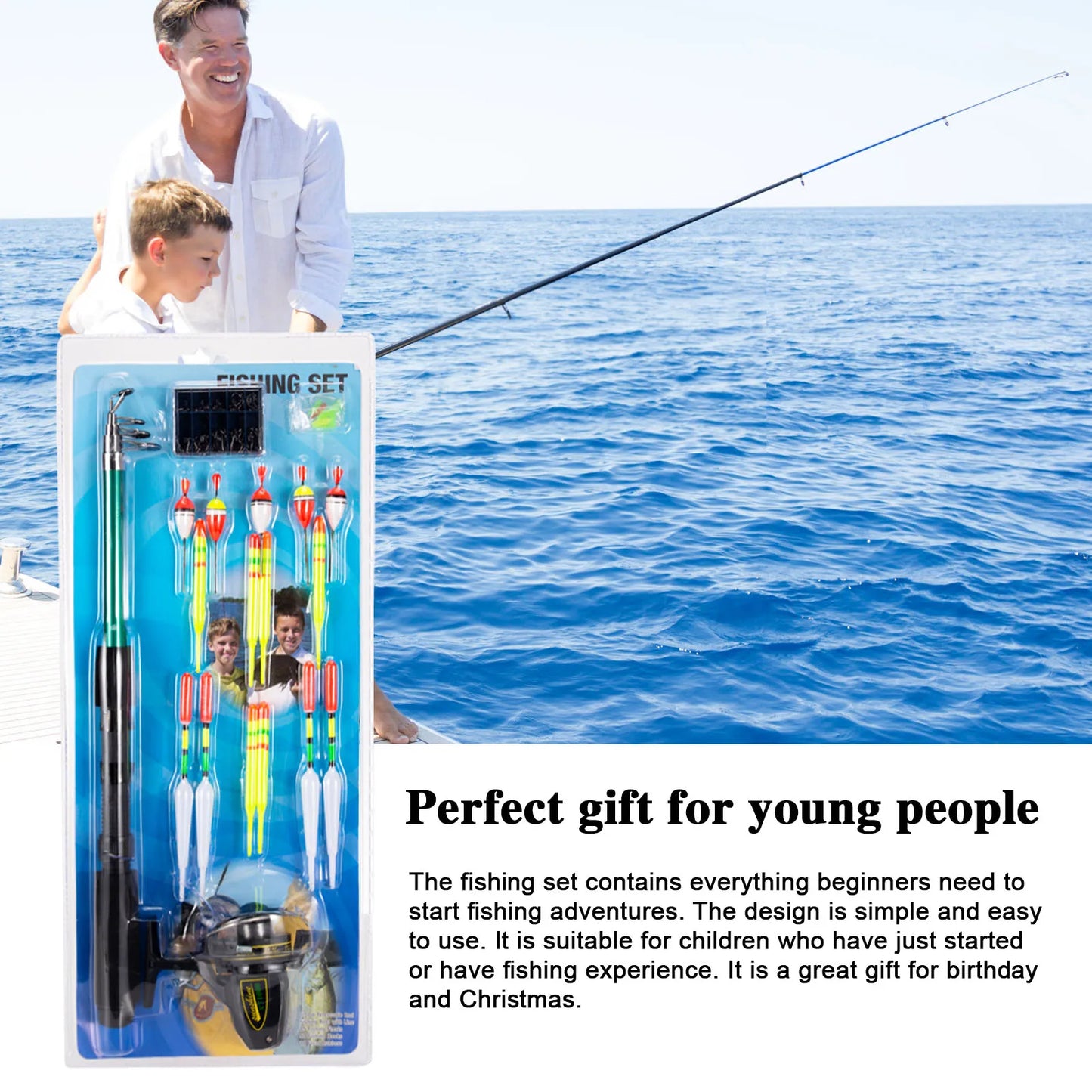 Portable Kids Fishing Pole Set