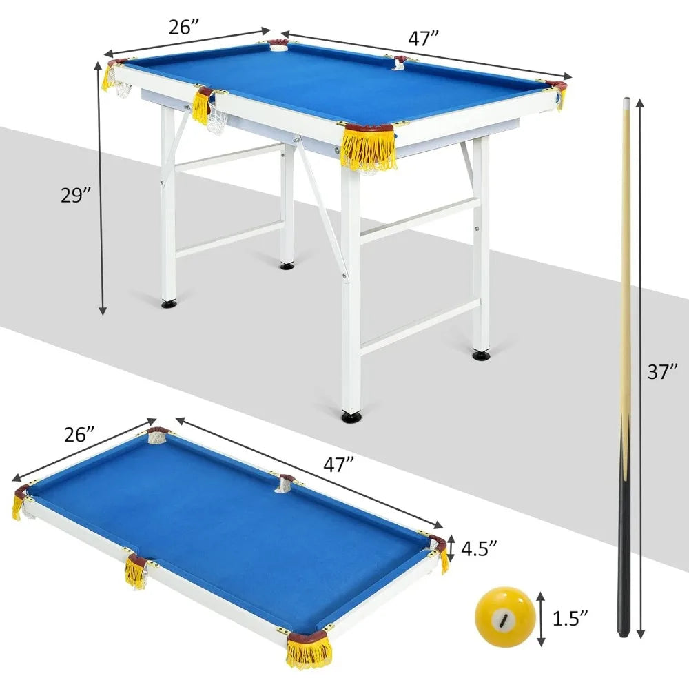 47"Pool Table, Mini Pool Game Table  Portable Compact Billiard Table