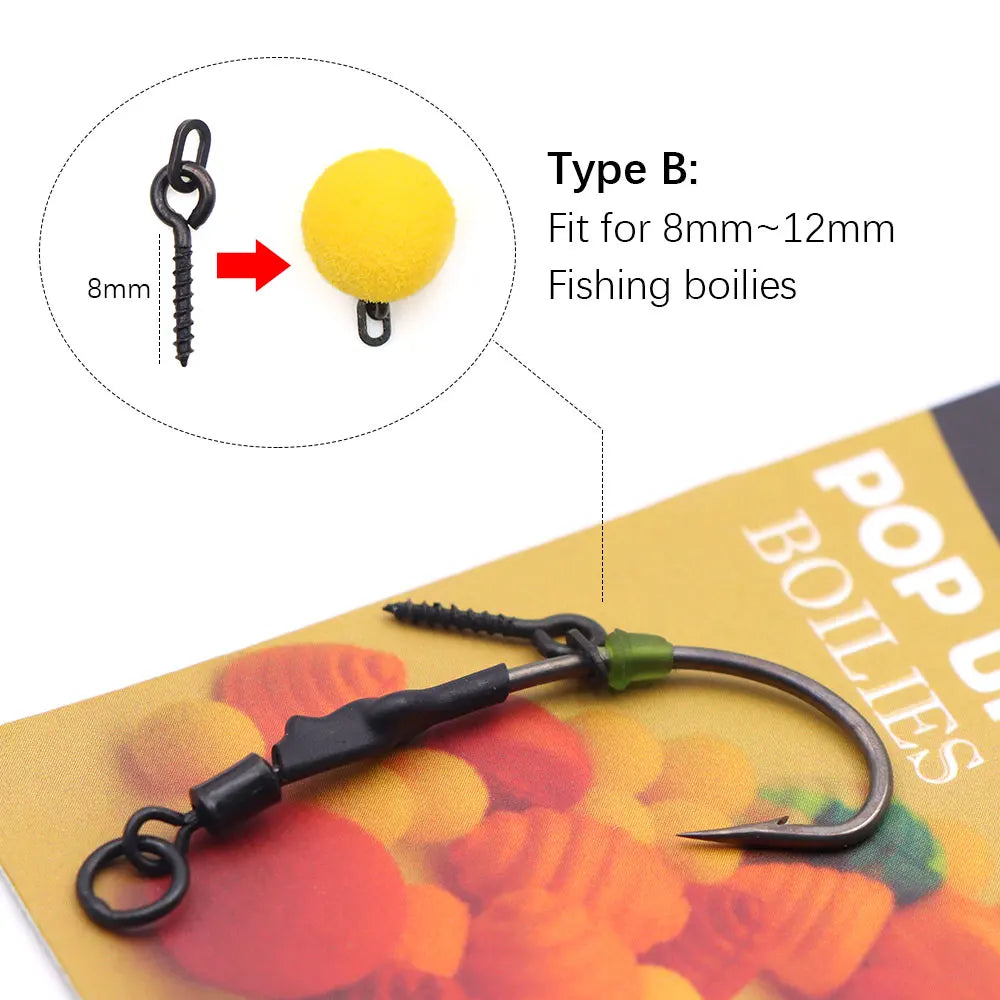 Barbed Fishing Hooks With Pop Up Boilie