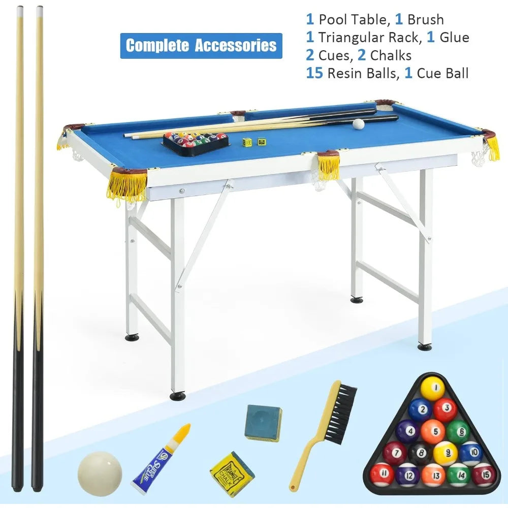 47"Pool Table, Mini Pool Game Table  Portable Compact Billiard Table