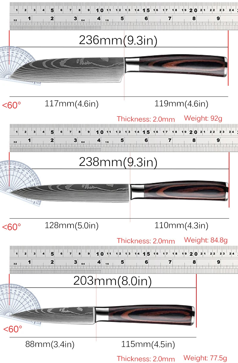 3 Pcs Set Kitchen Knives