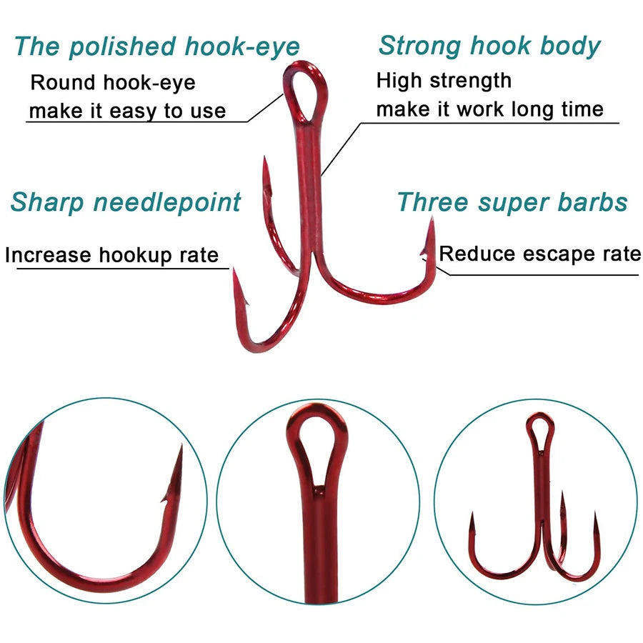 Red Treble Hooks