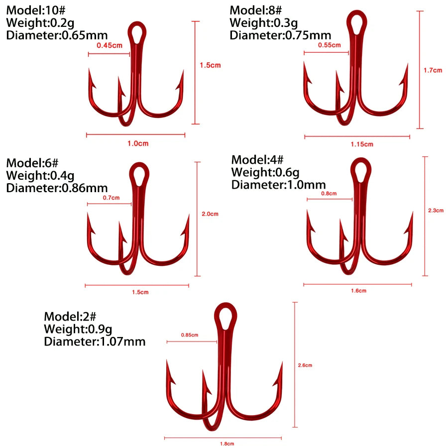 Red Treble Hooks