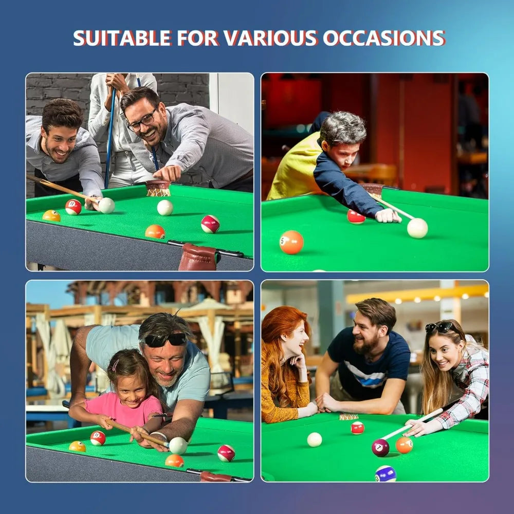 55" Portable Folding Pool Table, Pool Game Table with Cues, Ball, Rack, Brush, Chalk